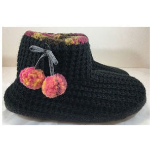 NEW! Cuddl Duds Fleece Ankle Bootie Black Slippers